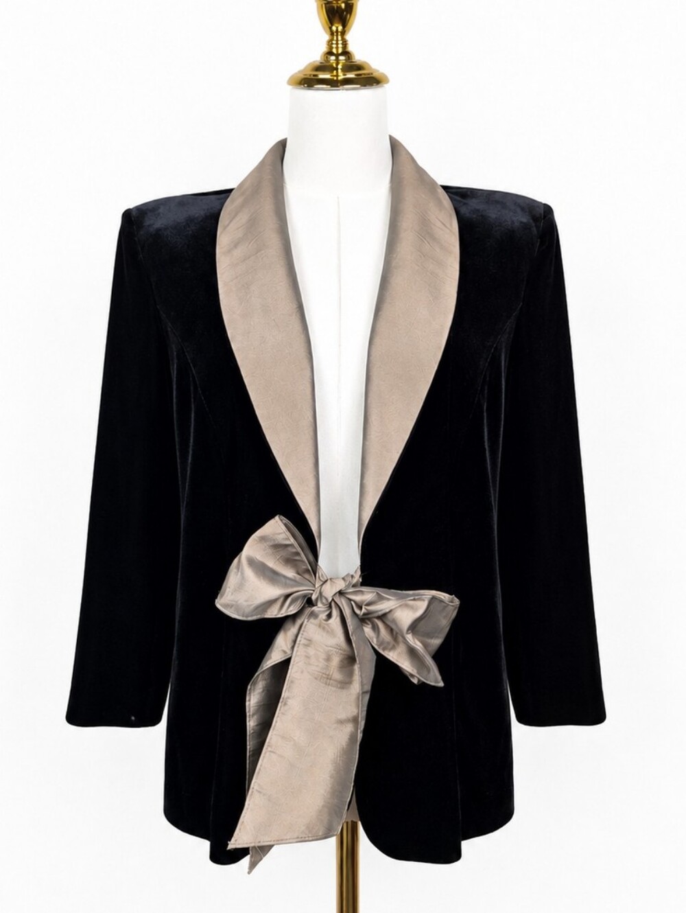 Vintage Alex Evenings Black Velvet Bow Blazer Party Cocktail Old Money Small